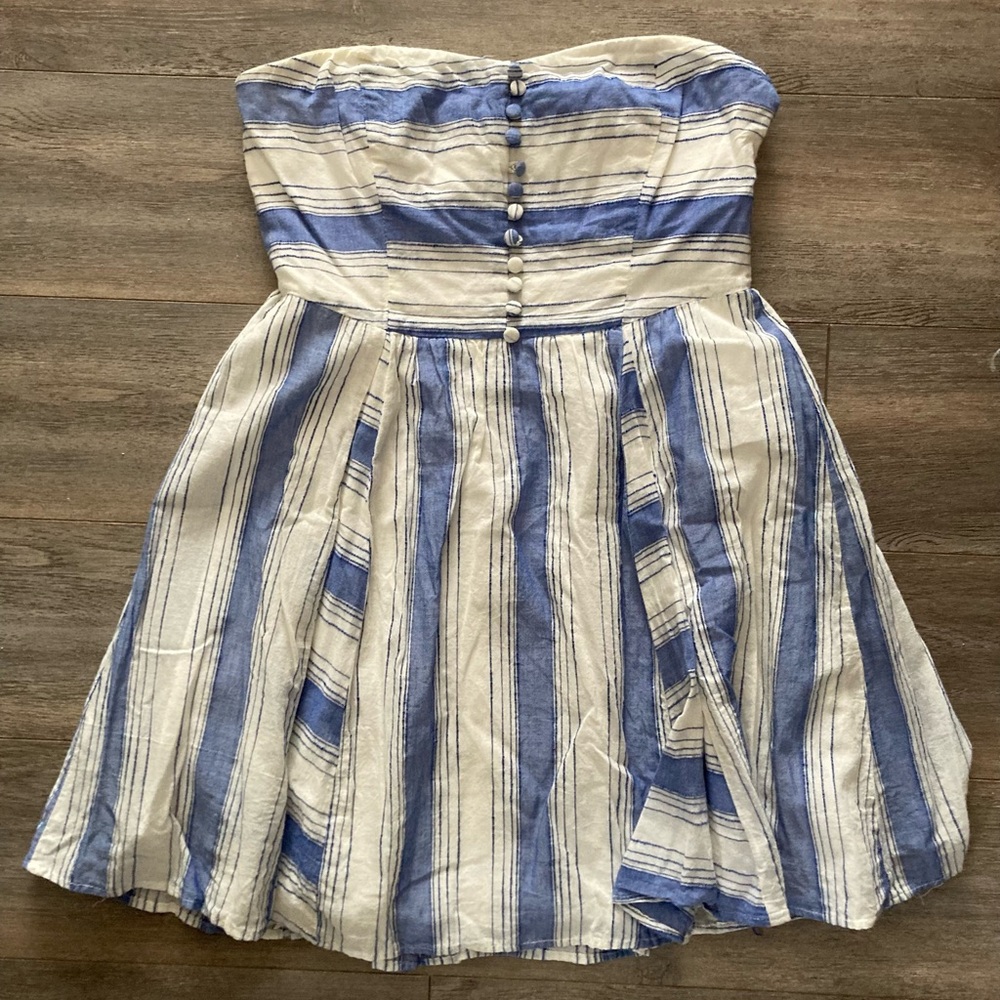Lucca Couture Blue and White Strapless Dress